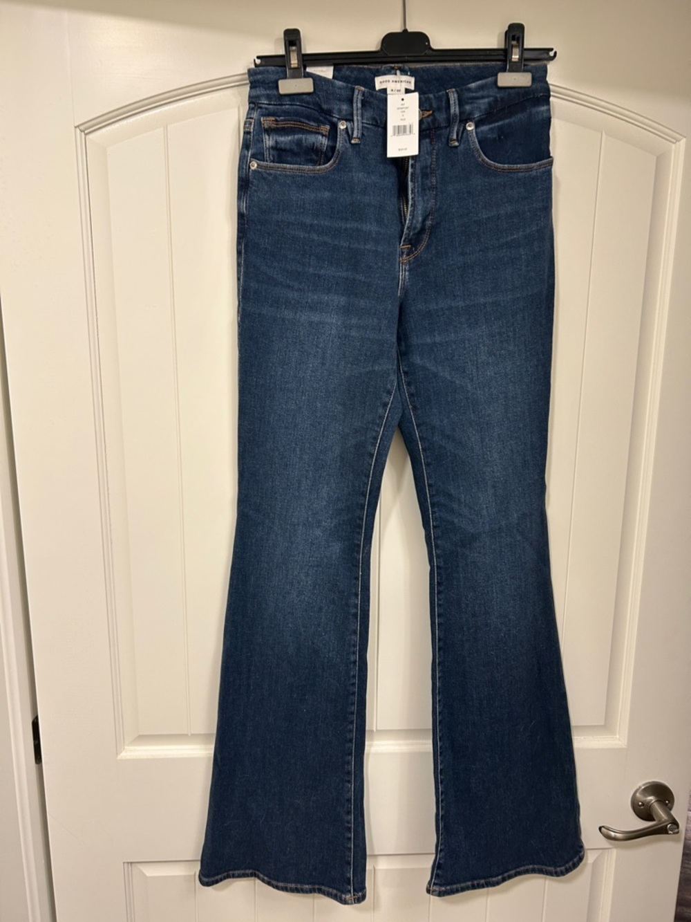 Good American Dark Indigo High-Rise Flare Jeans